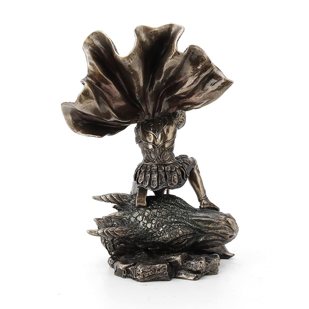 Veronese Design 11 3/8 Inch Saint George The Dragon Slayer Fantasy Statue Cold Cast Bronzed Resin Home Decor Collectible
