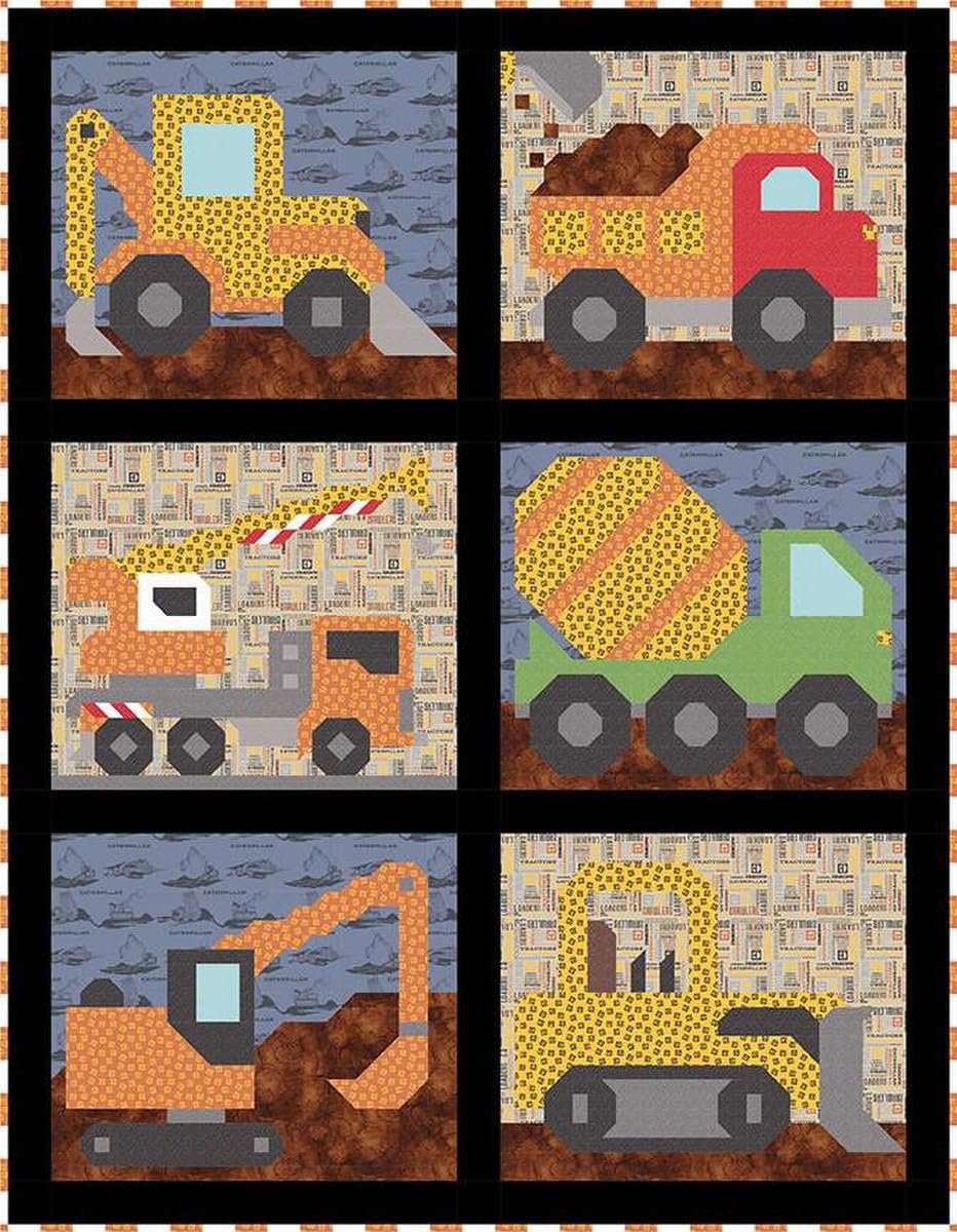 RILEY BLAKE Vintage Caterpillar Collection, Premium Quilting Fabric, Perfect for Quilting, Crafting, Sewing Projects and More… (Construction Crew Quilt Pattern)