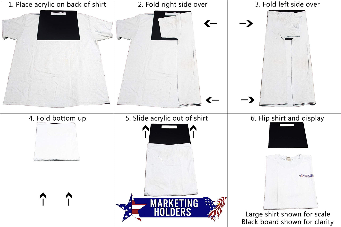 Marketing Holders Shirt Folding Board Clear Acrylic 11" x 12" Laundry Organize Neat Drawers Perfect for Residential and Retail Flat Squarish Convenient Easy to Use Easy Cleanup