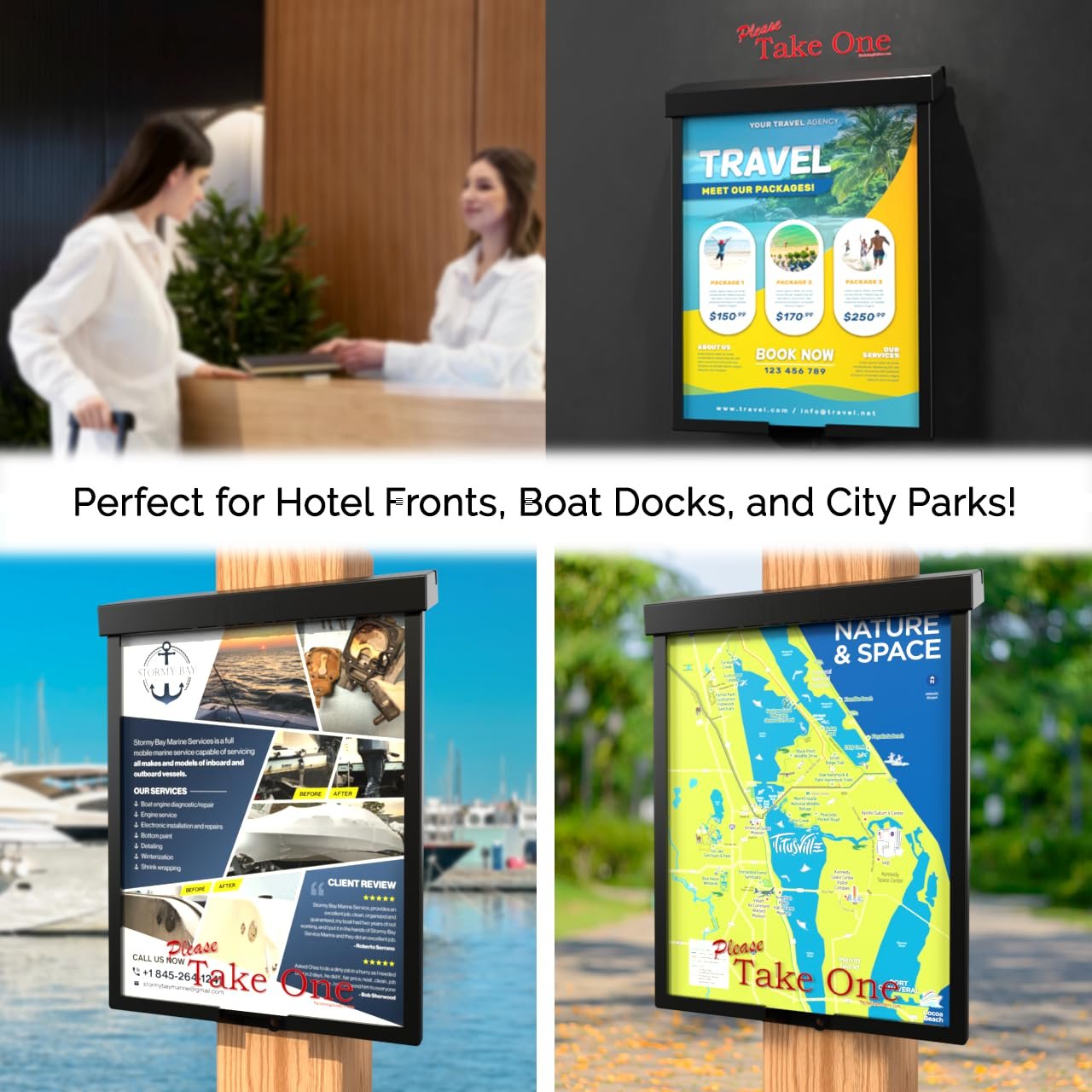 Marketing Holders Outdoor Brochure Holder Flyer Heavy Duty Box Material Display Restaurants Menus Pamphlets Brochures