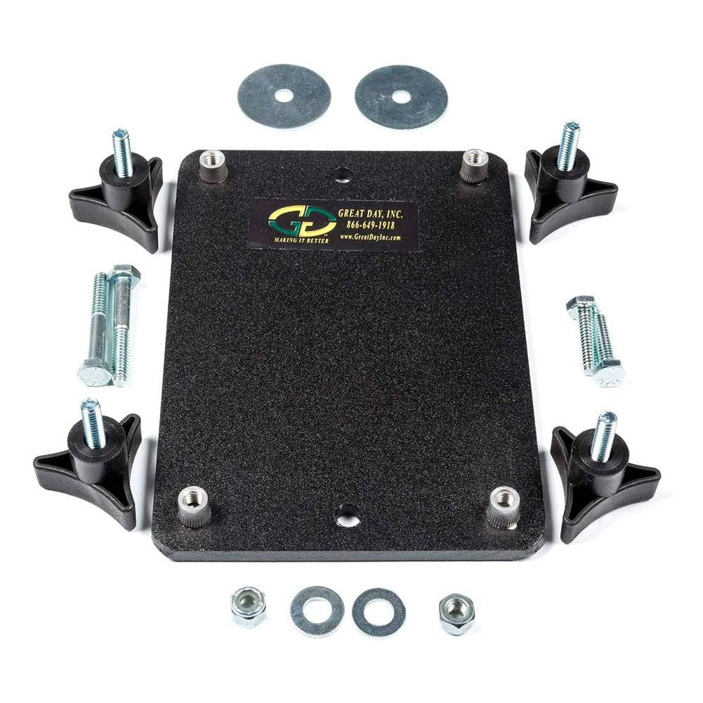 GREAT DAY Quick-Draw Supreme Vertical Double Gun Rack - Floor Mount - Quick-Disconnect Mounting Adaptor Plate Included - For UTVs /Carts With A Completely Flat Floorboard - Aluminum Frame - Black Powder-Coated Finish - 2 Gun Holder, QD800S