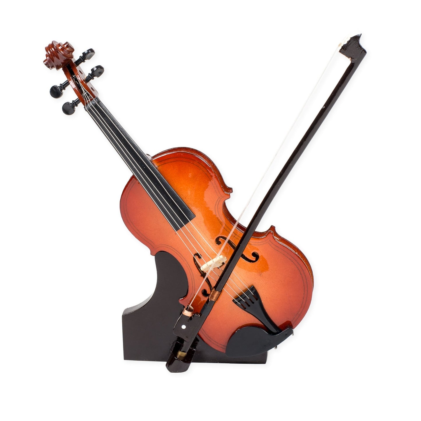 Broadway Gift Co. Intricate Classic Violin Rich Mahogany Tone 3 x 7 Wood Music Box Figurine