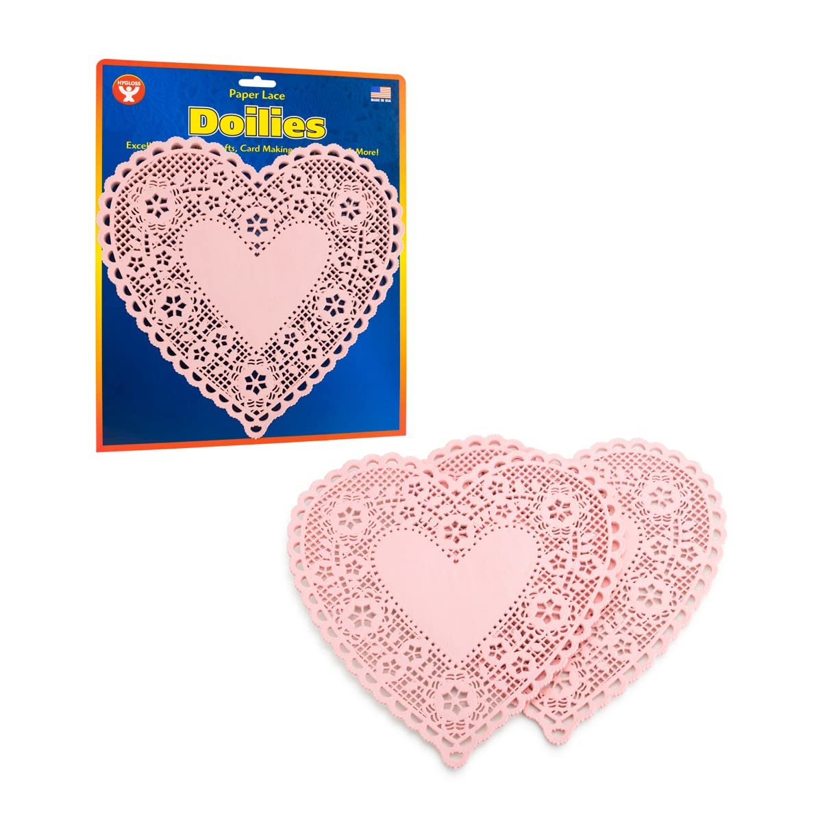 Hygloss Heart Doilies - 36 Pcs -8-Inch Pink Paper Heart Shaped Doilies for Valentines Crafts, Table Settings - Ideal for Valentine Doily, Paper Heart Doily Projects