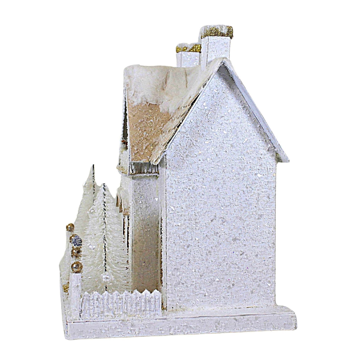 Cody Foster Winter White Cottage Paperboard Putz House Light Up Retro - 1 House 11 Inches - Hou302 - White