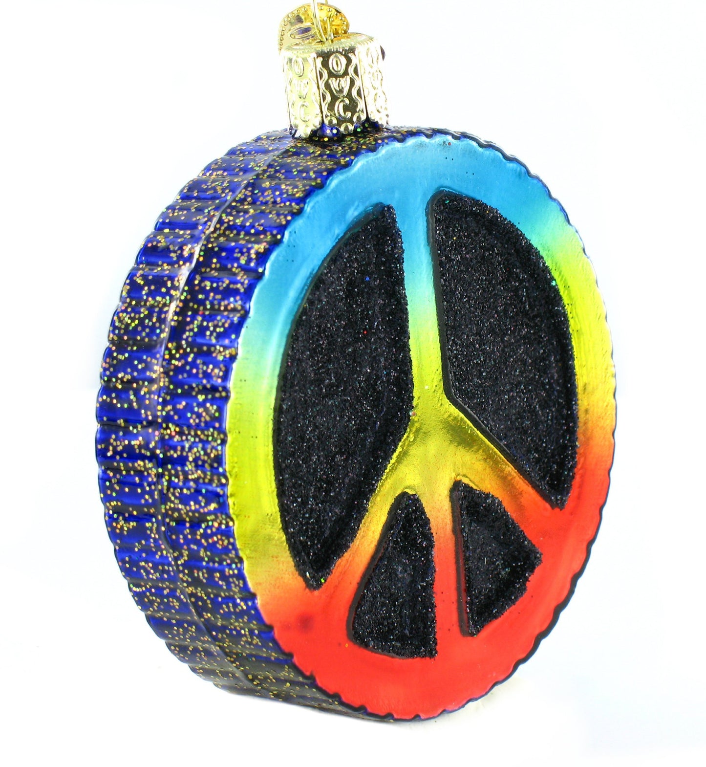 Old World Christmas Ornaments:Peace Sign Glass Blown Ornaments for Christmas Tree, Peace Sign