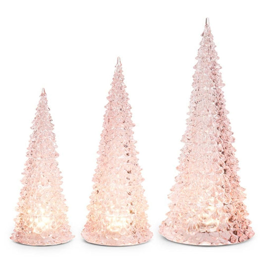 RAZ Imports Lighted Trees, 15.5-inch Height, Pink, Plastic, Set of 3, Christmas, Home Décor