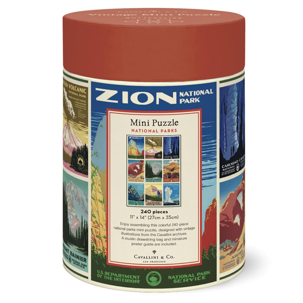 Cavallini 240 Piece Mini Puzzle, National Parks (PZLMINI/NP)