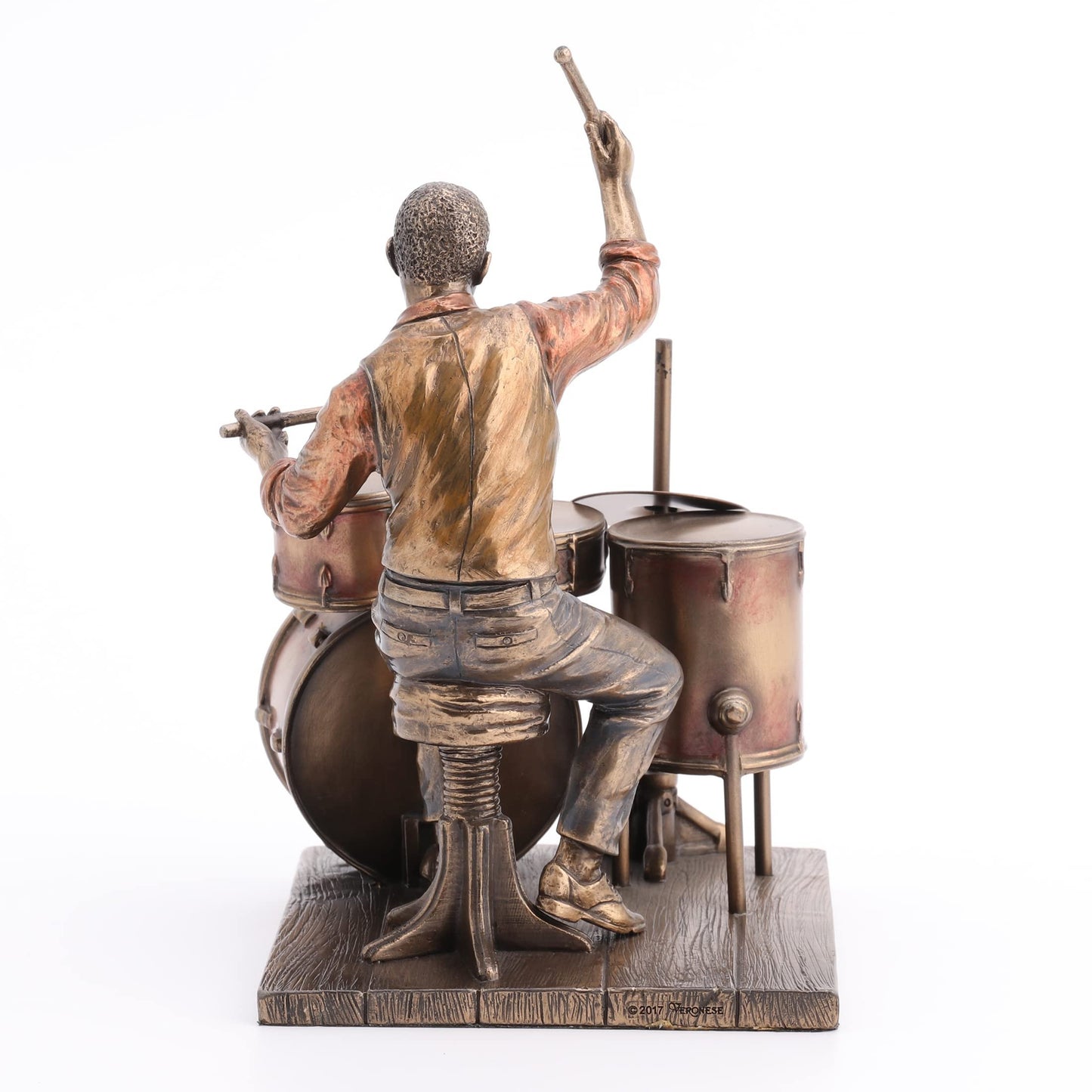 Veronese Design 8" Jazz Band Drummer Resin Figurine Bronze Finish Statue