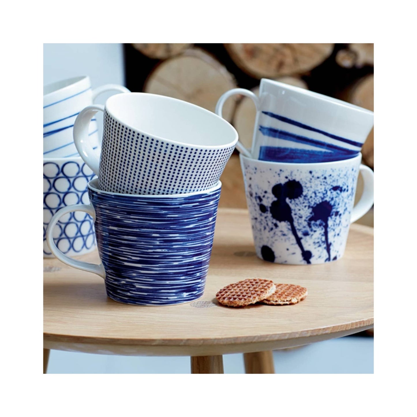 Royal Doulton Pacific Large Mug 450ml Set of 6, Blue, Porcelain, 0.45ltr