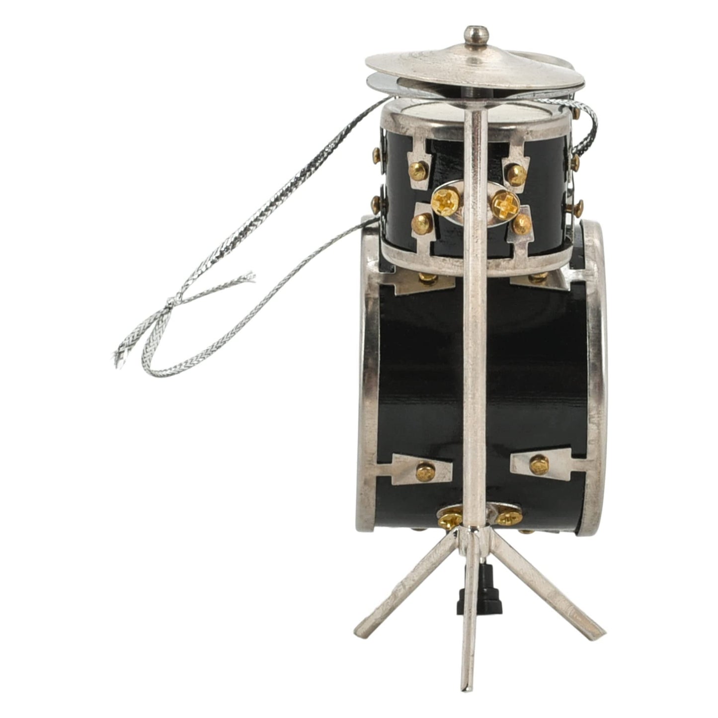 Broadway Gifts Co Polished Black Drum Set 3 inch Wood and Brass Hanging Ornament