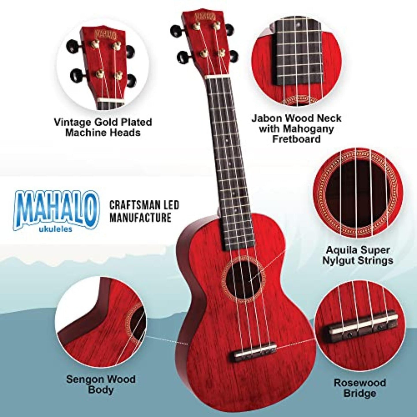 Mahalo 2516-BU Hano Concert Ukulele