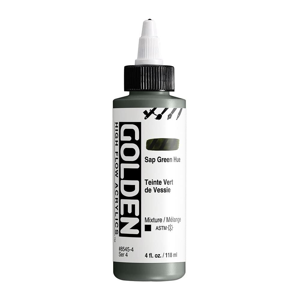 High Flow Acrylics by GOLDEN, Sap Green Hue, 4 fl. oz. Bottle, Professional Acrylic Paint, Opaque
