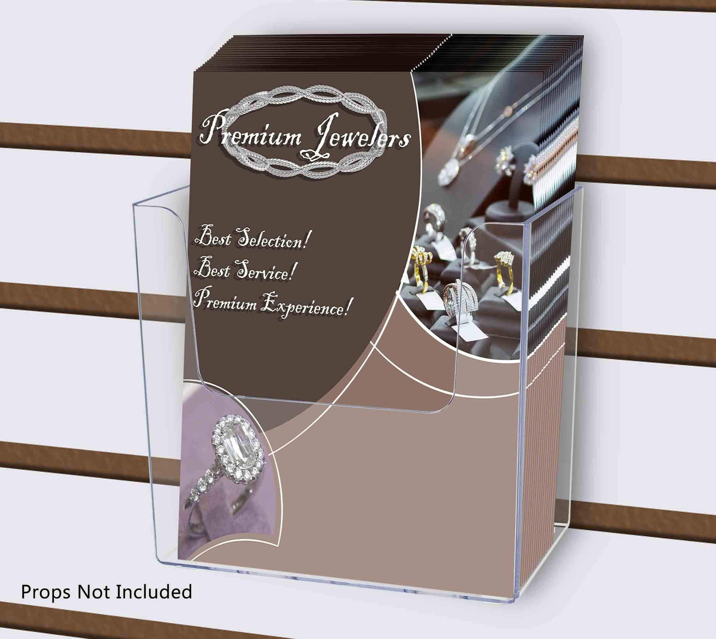 Marketing Holders 4 Pack Slatwall Hanging Brochure Holder for Bifolds or Booklets Slot Wall Display Caddy for 5.5" Info Sheets or Pamphlets for Restaurants Convenience Stores and Offices