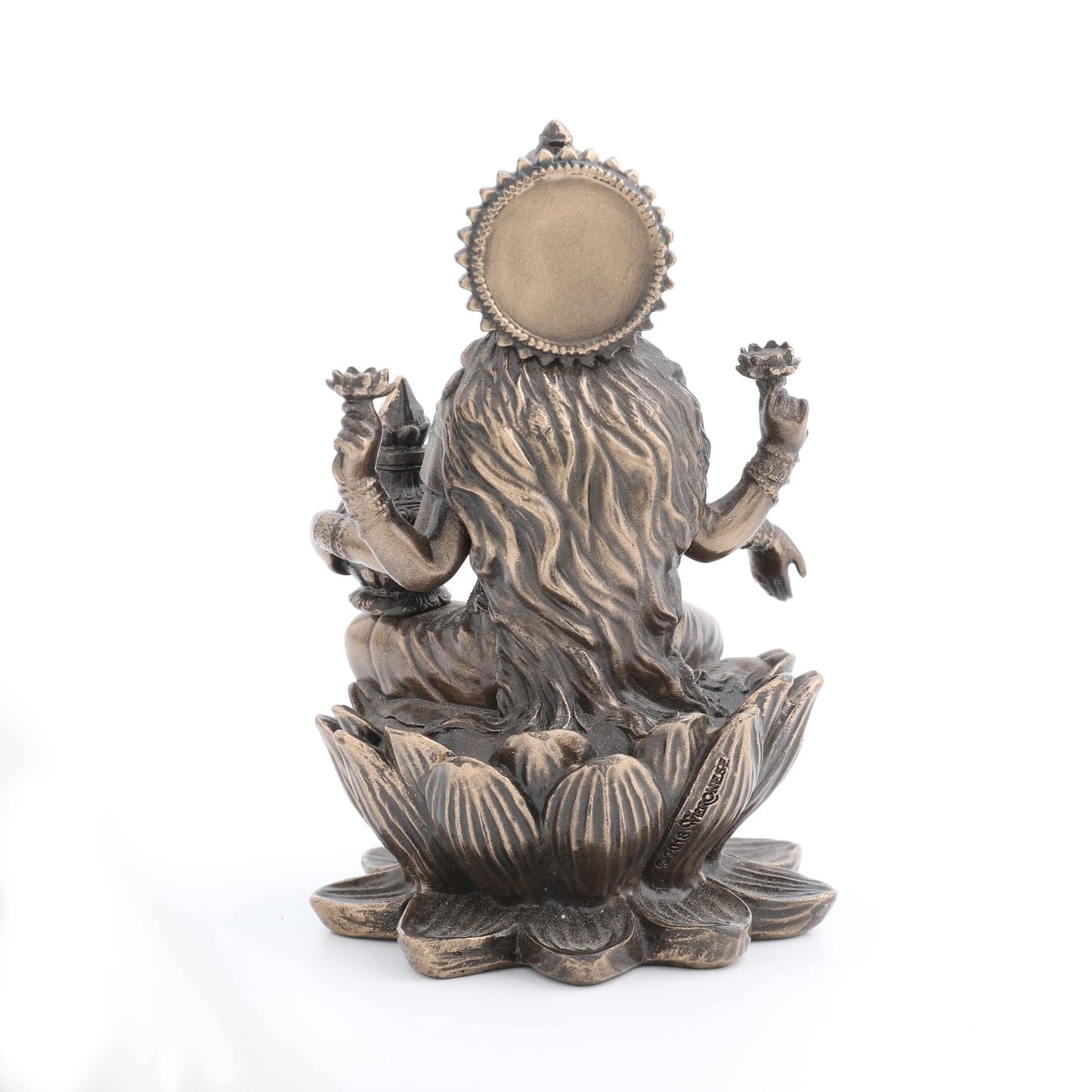 Veronese Design 3.3" Hindu God Lakshmi Sitting On Lotus Resin Figurine Bronze Finish