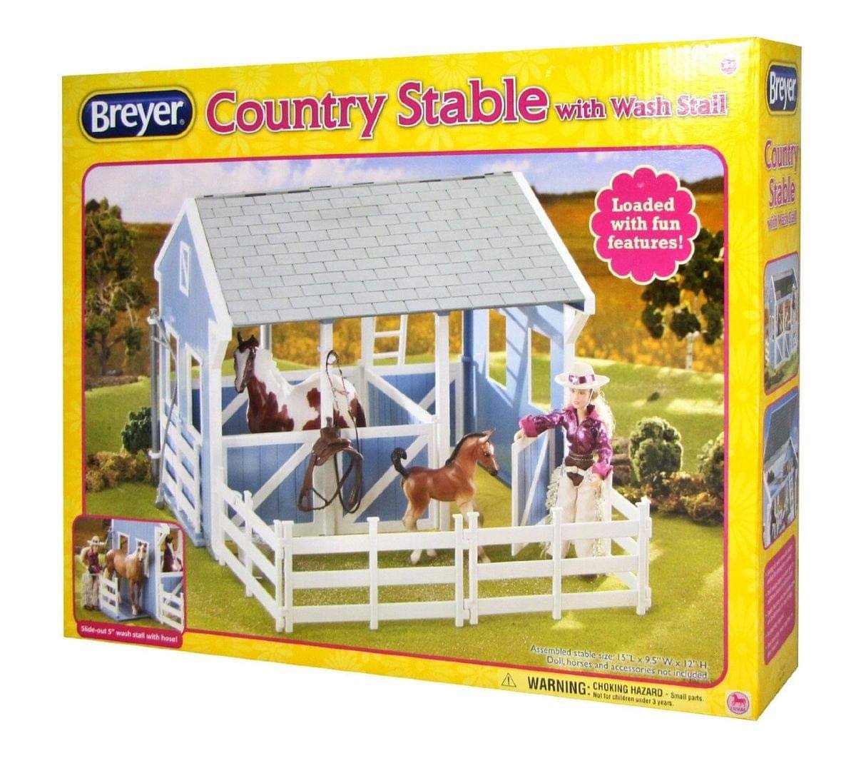 Breyer Freedom Series (Classics) Country Stable with Wash Stall | 15" x 9.5" x 12" | 1:12 Scale | Blue and White | Model #699