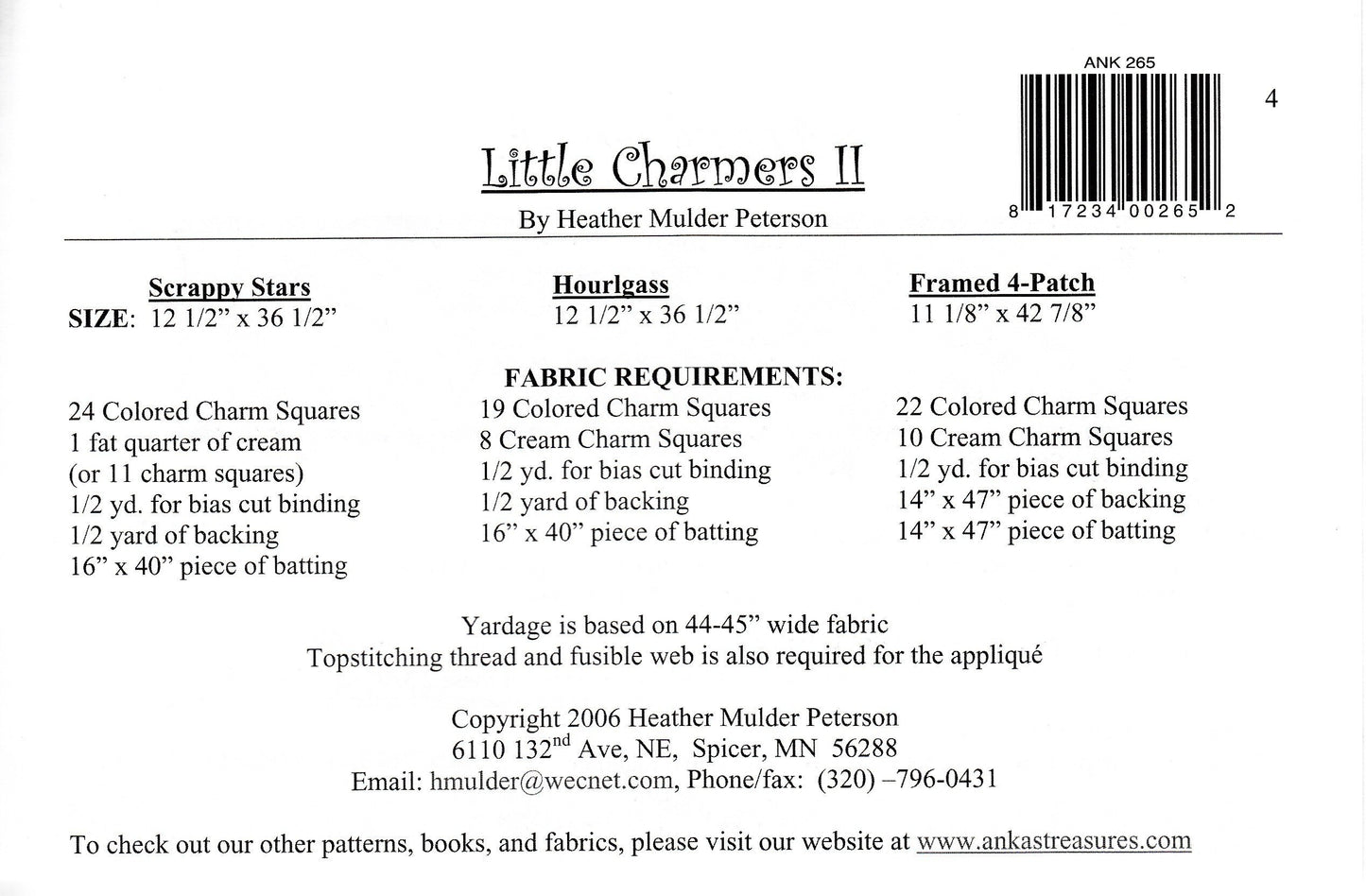 Little Charmers II Table Runner Patterns by Anka's Treasures