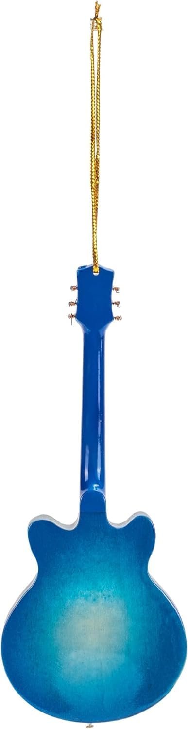 Broadway Gift Co Navy Fade Electric Guitar 5 inch Wood Hanging Ornament with Red Gift Box