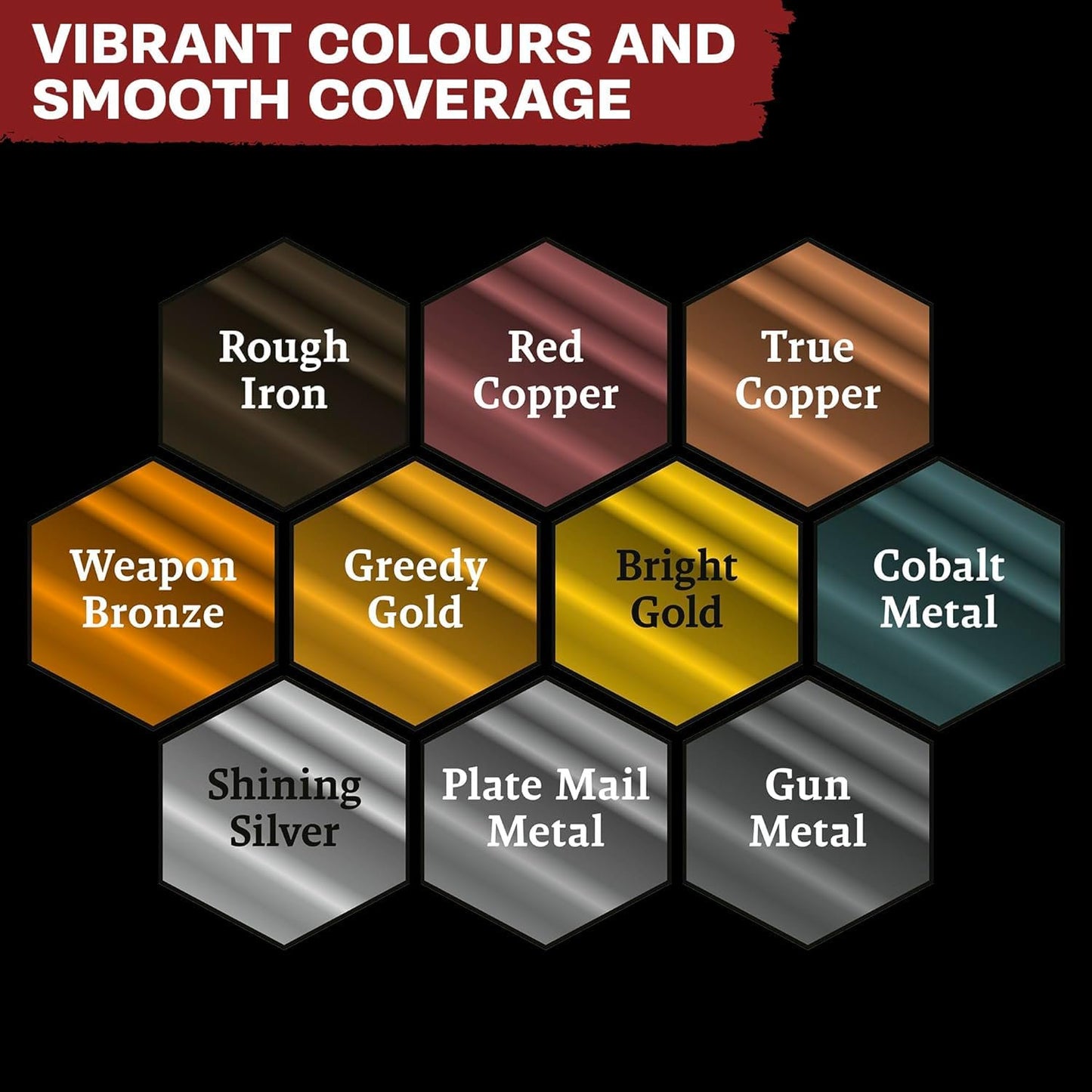 The Army Painter, Warpaints Fanatic Metallics Paint Set, 10 x 18 ml Acrylic Metallic Paints, Incl. Gold, Copper, Metal, Bronze and Silver - Miniature paint set for D&D & Warhammer Miniatures