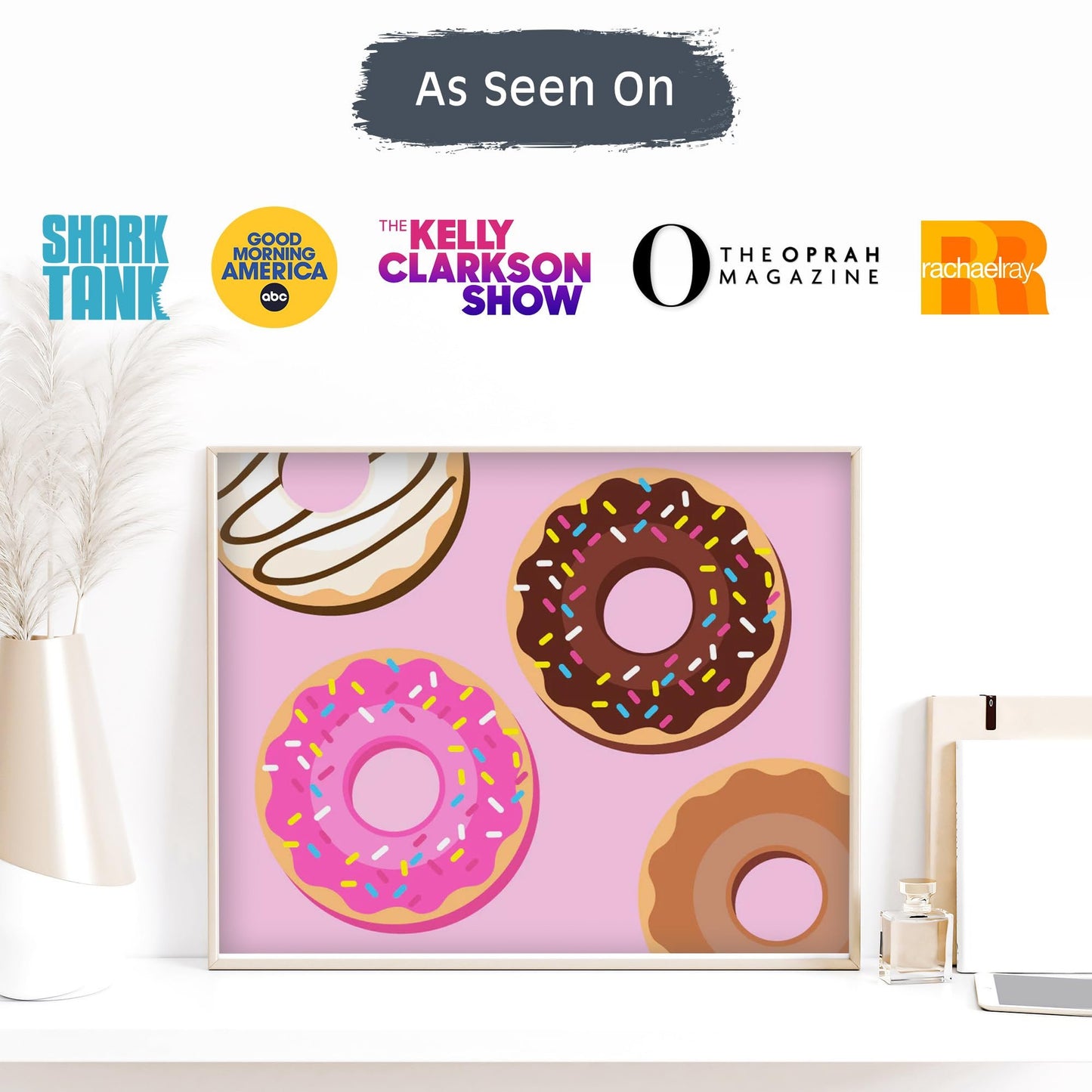 Pink Picasso Kits Paint by Number for Kids | DIY 8x10 Beginner Color by Numbers Canvas Painting Art Kits | Delicious Doughnuts