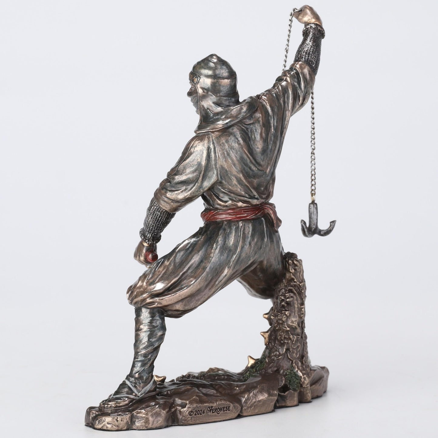 Veronese Design 6 1/4 Inch Ninja Wielding Grappling Hook Cold Cast Resin Bronze Finish Japanese Collectible Figurine