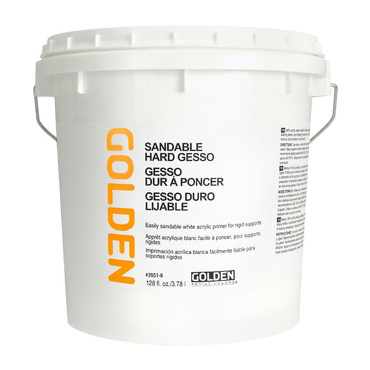 Sandable Hard Gesso by GOLDEN, 128 fl. oz. Jar, Professional Acrylic Gesso, Opaque