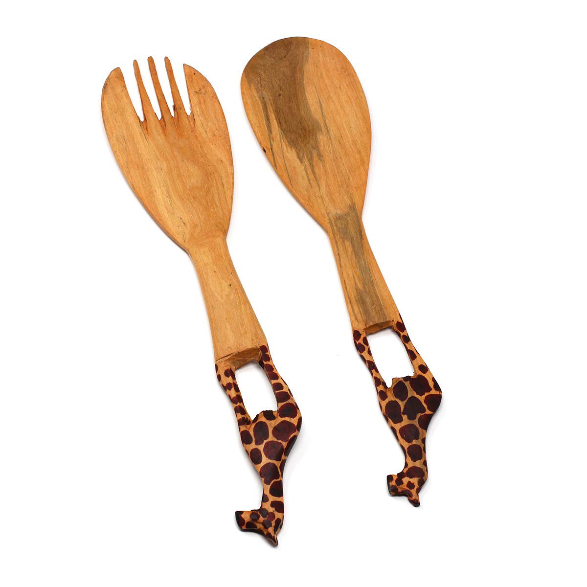 Global Crafts Hand Carved Salad Serving Set