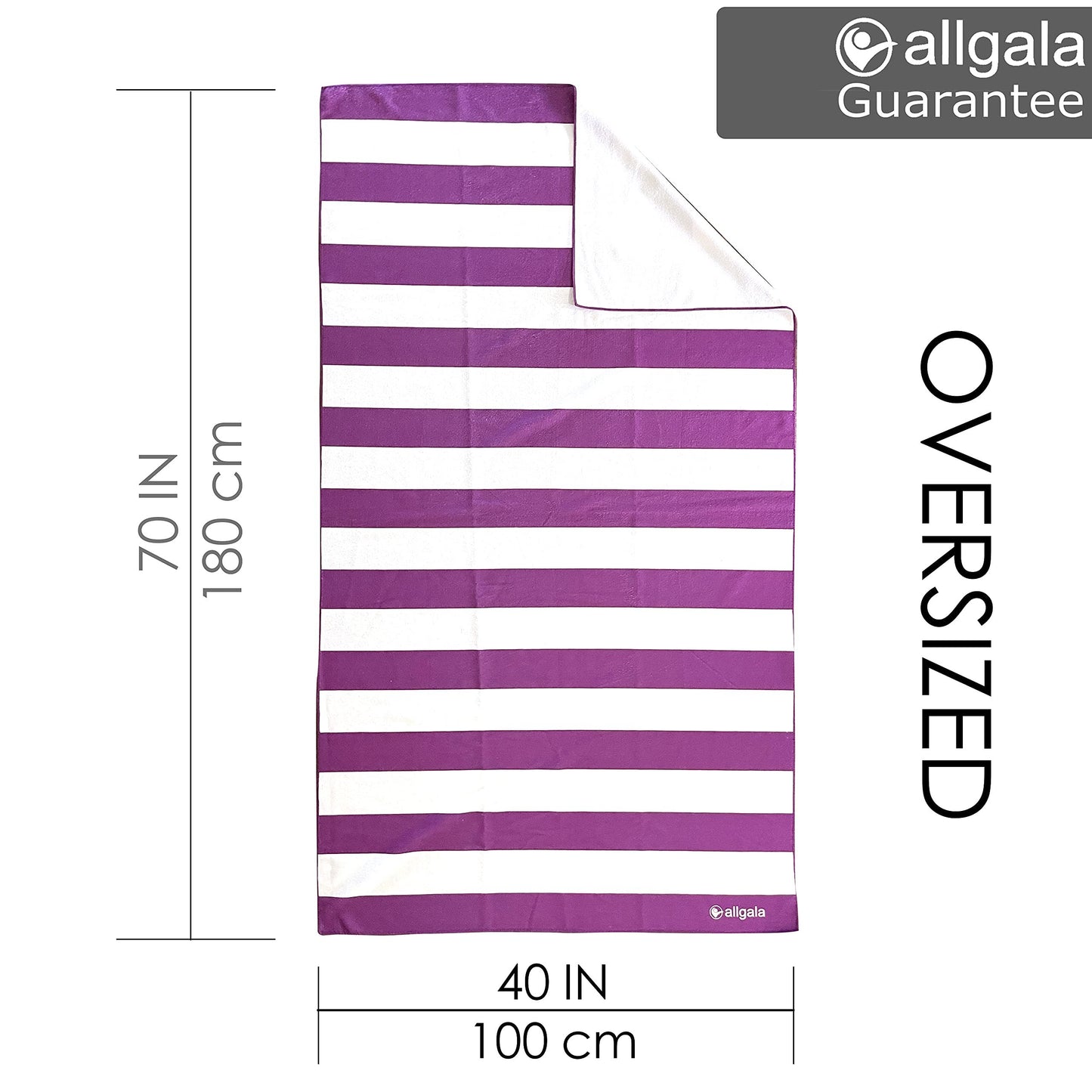 Allgala Oversize 40"x70" Cabana Stripe Design Microfiber Beach Towel