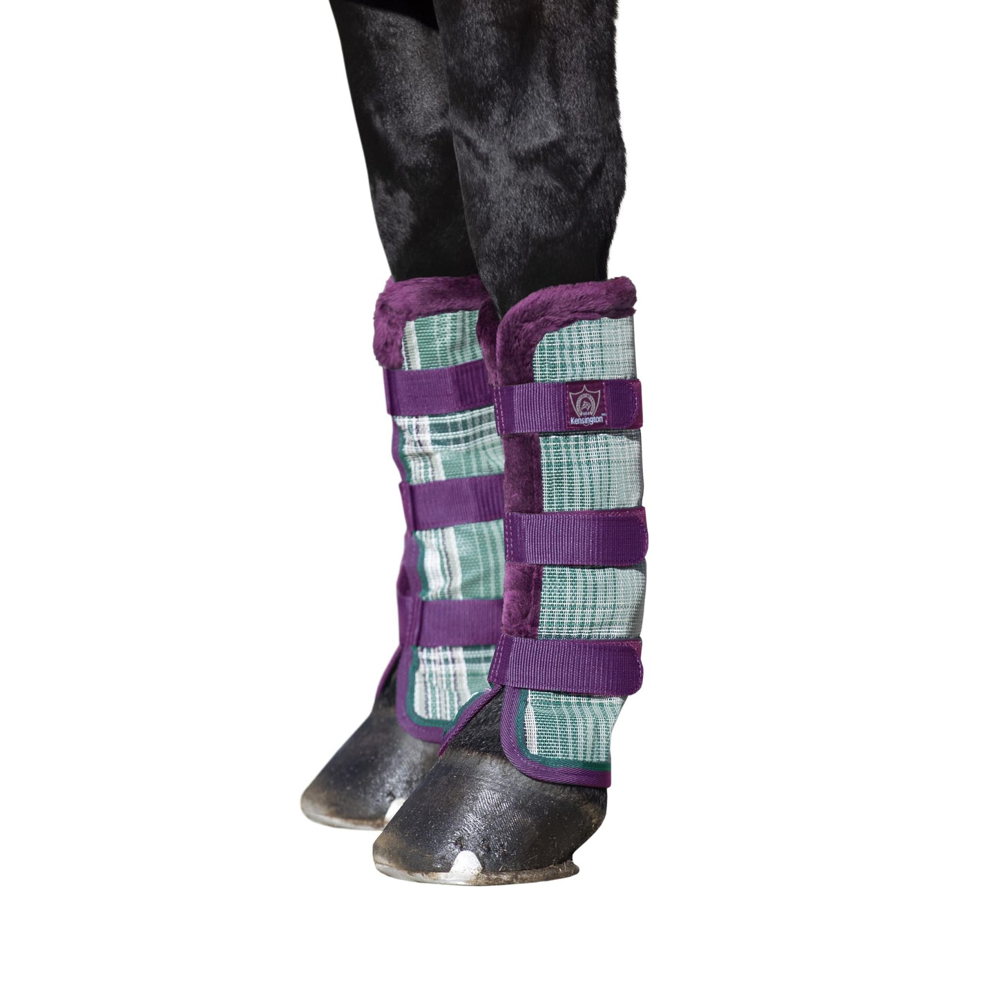 Kensington Natural Horse Fly Boots - Fleece Trimmed - Stay-Up Technology - Protection from Insect Bites and UV Rays - Sold in Pairs (2 Boots) - Medium - Tan
