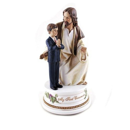 Roman, 7.25" H My First Communion Jesus with Boy Musical Figure, Religious Gift,