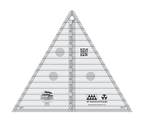 Creative Grids 60 Degree Triangle 8-1/2in Quilt Ruler – CGRT60 – Made in USA, 8-1/2in x 10-1/4in, Non-Slip Grip Acrylic Quilting, Sewing, Crafting, Patchwork Ruler & Template