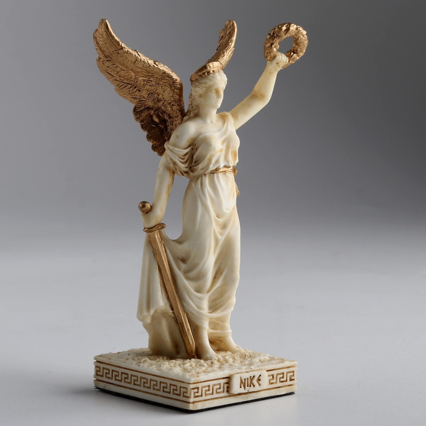Veronese Design 4 Inch Nike Greek Goddess of Victory Resin Miniature Handpainted White Gold Finish