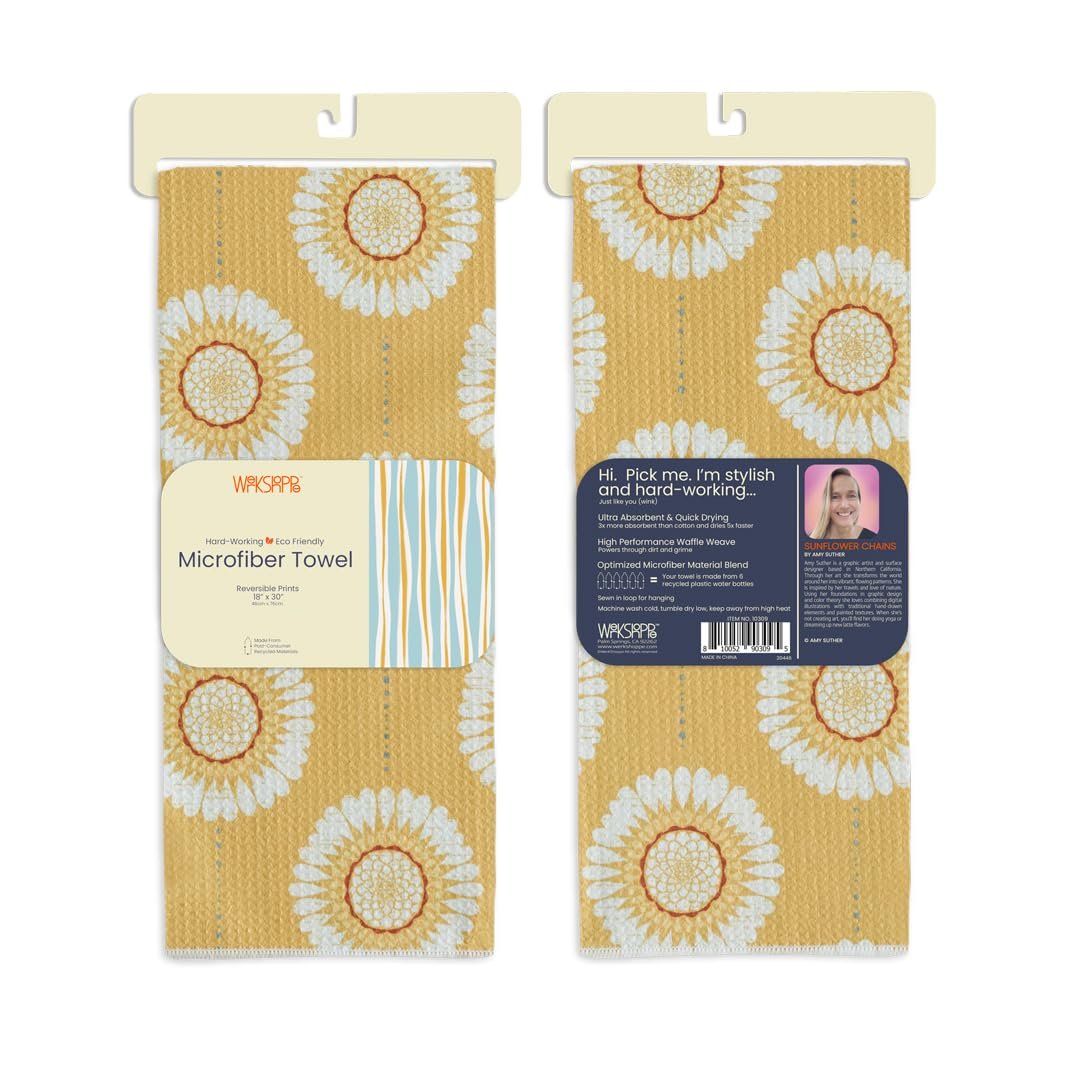 WerkShoppe Sunflower Chains Kitchen Towel - Quick Dry Microfiber