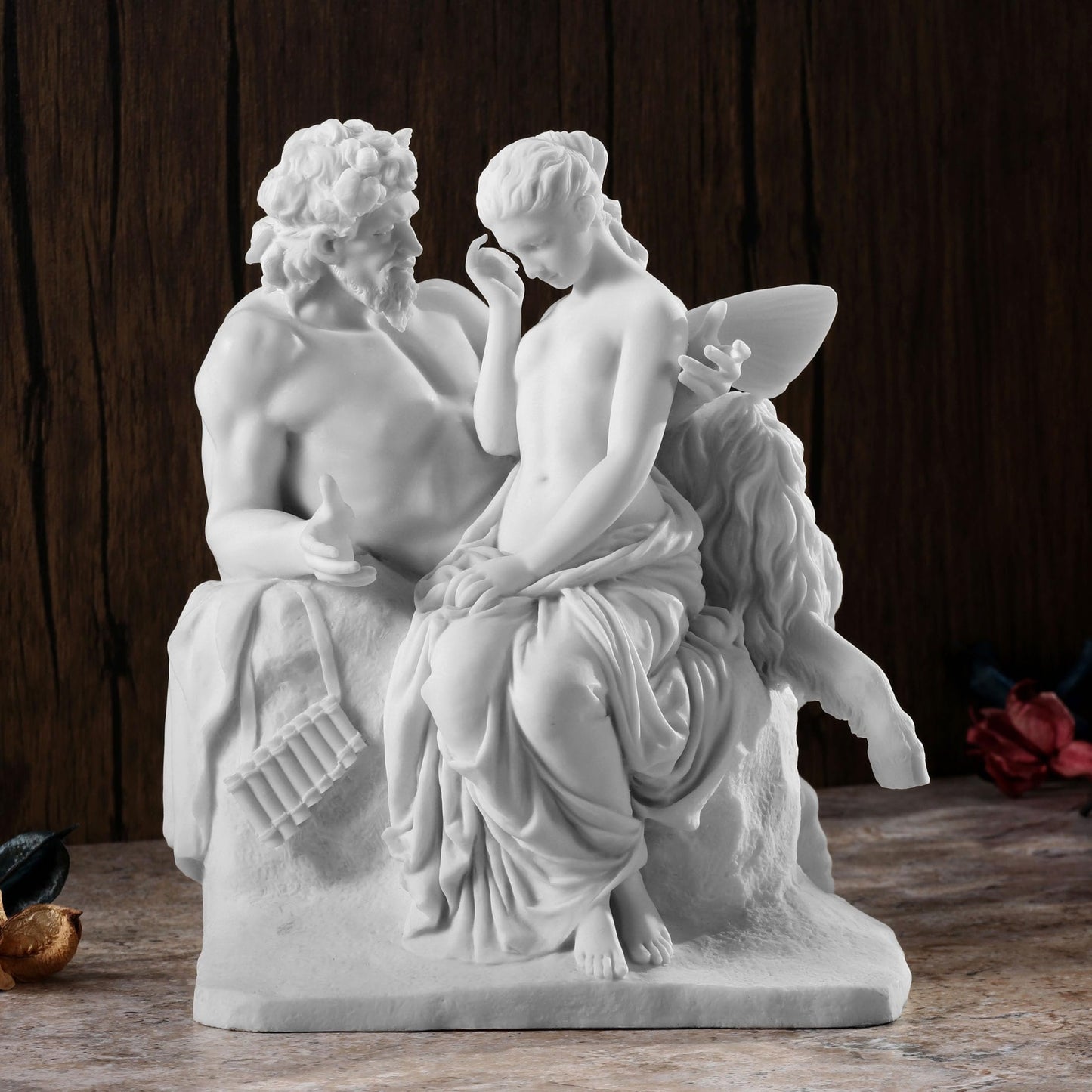 Veronese Design 9 Inch Pan Comforting Psyche Resin Sculpture Classic Marble White Finish