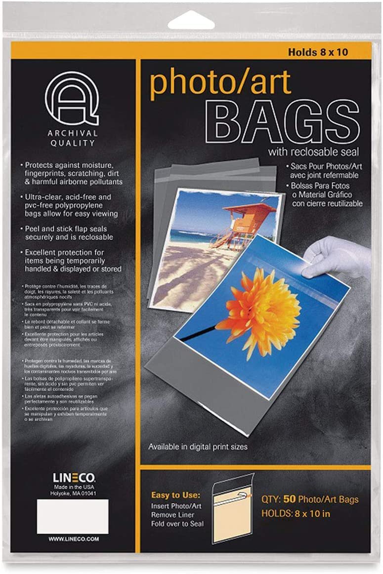 Lineco Photo Art Bag Pack - 8" x 10", Pkg of 50