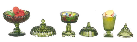 Melody Jane Dollhouse Green Sweet Bowls Candy Dishes Chrysnbon Miniature