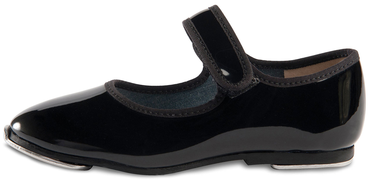 Danz N Motion Danshuz Toddler/Child Black-Patent Hook and Loop Touch Closure Tap Shoes
