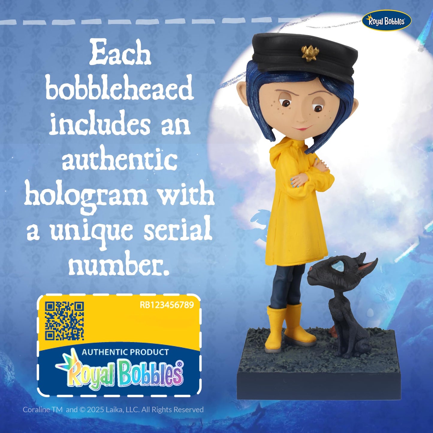 Royal Bobbles Coraline with The Cat – 6.5 Inches Tall – Collectible Bobblehead Statue