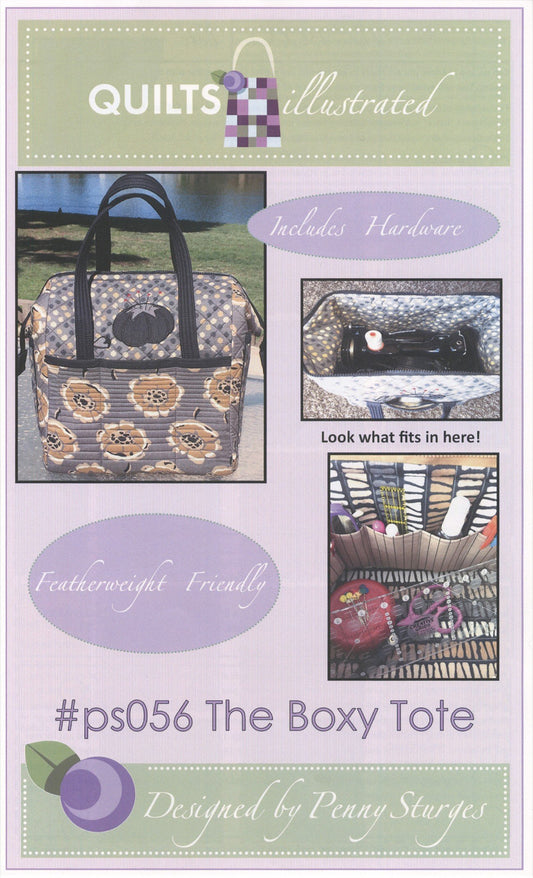Quiltsillustrated The Boxy Tote Sewing Pattern Fits Singer Featherweight Sewing Machine: 14 Inches x 11 inches x 12 Inches, Includes Two Metal Stays