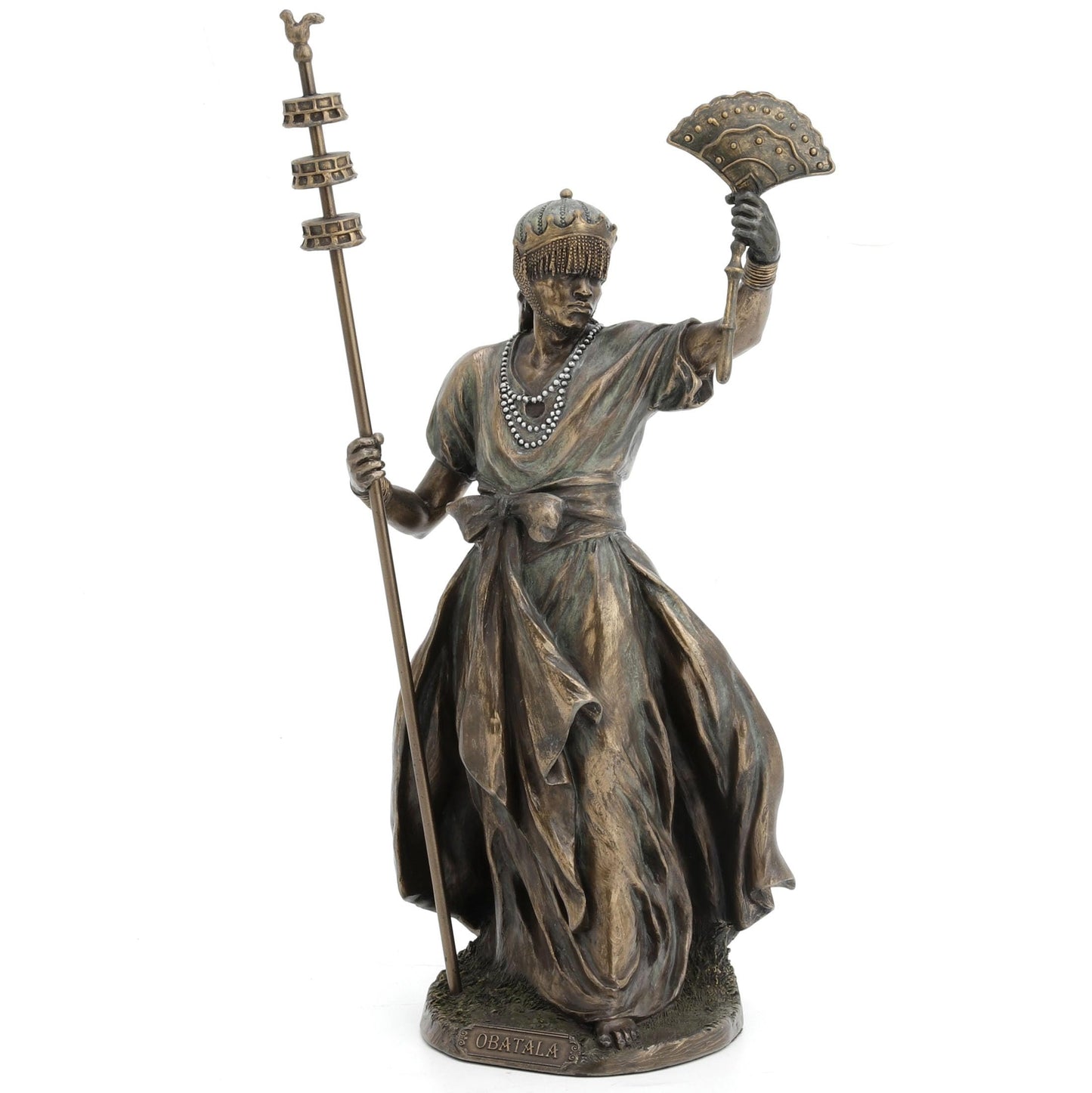 UNICORN STUDIO 12 Inch Obatala The Creator Orisha Santeria Yoruba Cold Cast Resin Bronze Finish Sculpture