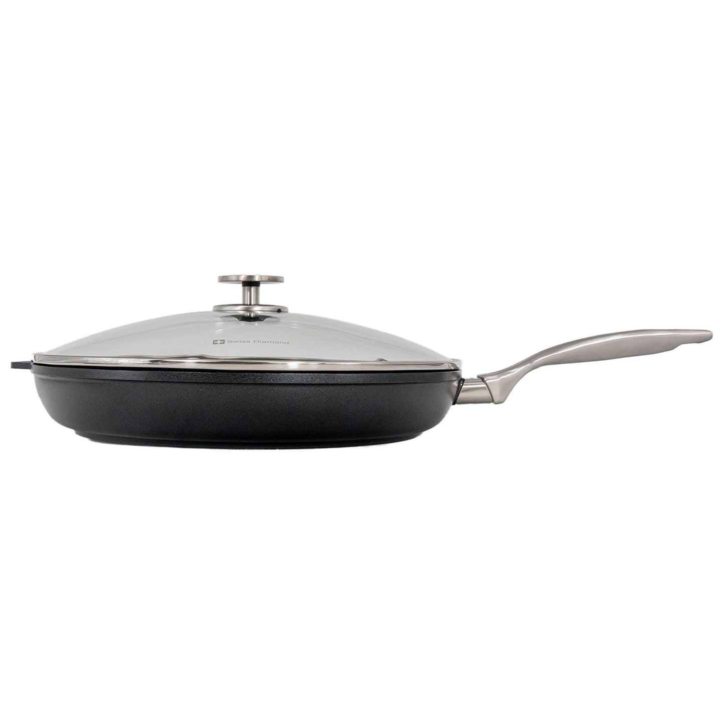 Swiss Diamond Nonstick Frying Pan Hybrid Ceramic and Diamond-Infused Fry Pan With Glass Lid, Dou Ceramic, Dishwasher and Oven Safe Fry Pans