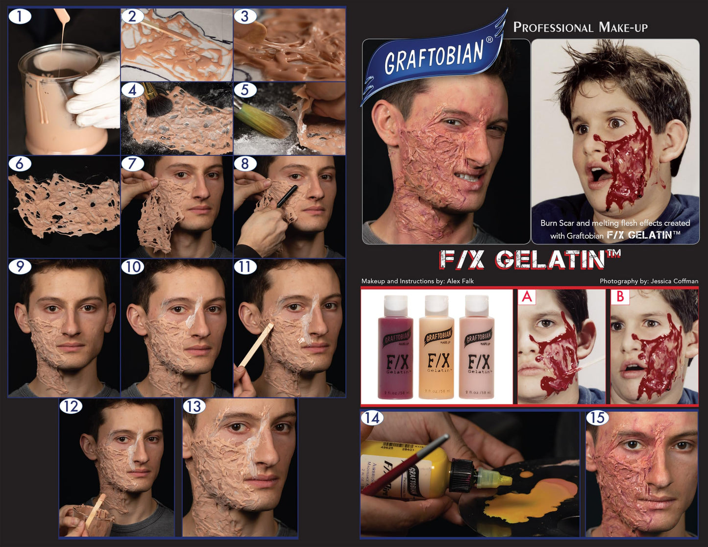 F/X Gelatin Special Effects Makeup - Gel for Fake Burn Effects, Melted Face, Halloween, Cosplay, Costumes - Graftobian
