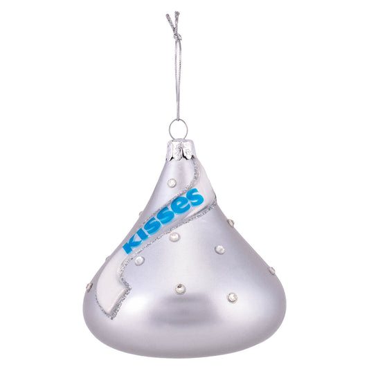 Kurt S Adler Hershey Kiss Silver Tone 3.5 Inch Glass Hanging Christmas Ornament