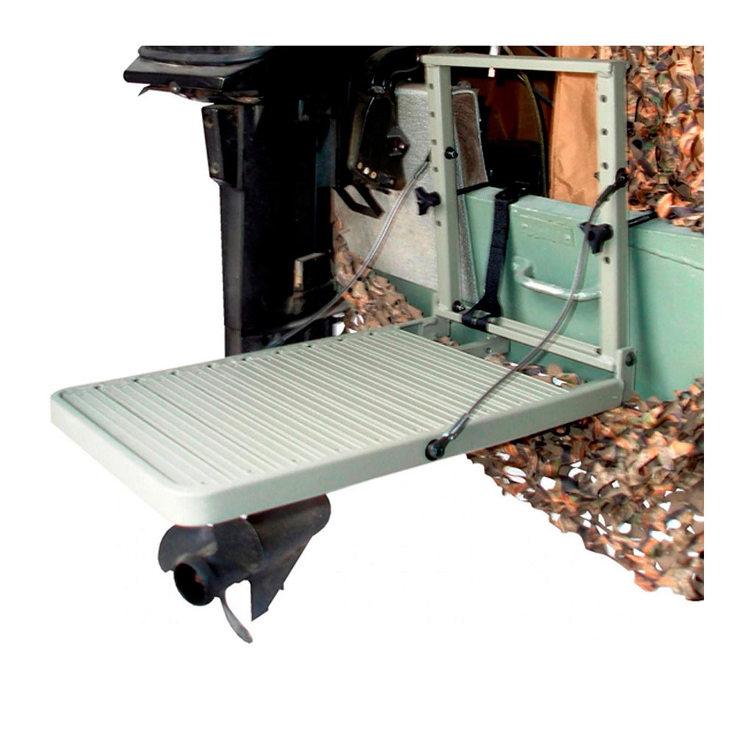 GREAT DAY Load-A-Pup HD 14x20in Robust Safety Pet Loading Platform - for The Hunting Dog - Earth-Tone Gray Powder-Coated Finish - Intended for Use in Fresh Water, LP500HD