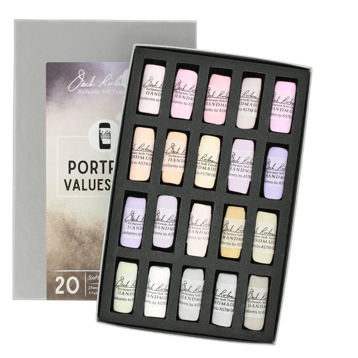 Jack Richeson Hand Rolled Soft Pastels Portrait : Values 9-10, 20 Piece Set