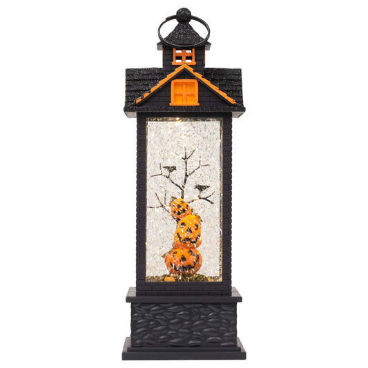 Roman, 11.75" H LED Lighted Swirl Pumpkin Lantern, Tabletop Halloween Decoration