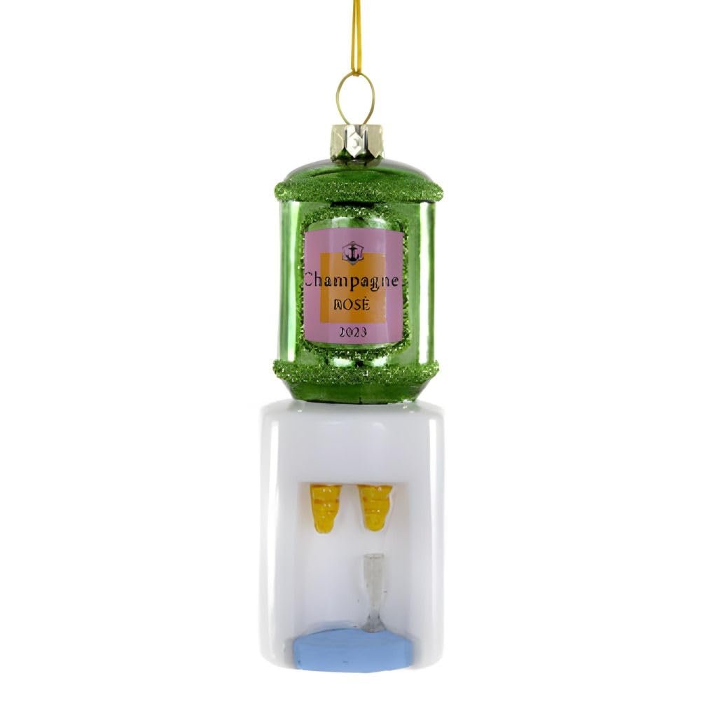 Cody Foster & Co Rosé Wine Cooler Ornament, Glittery Green, Vintage-Inspired, Glass, 5"