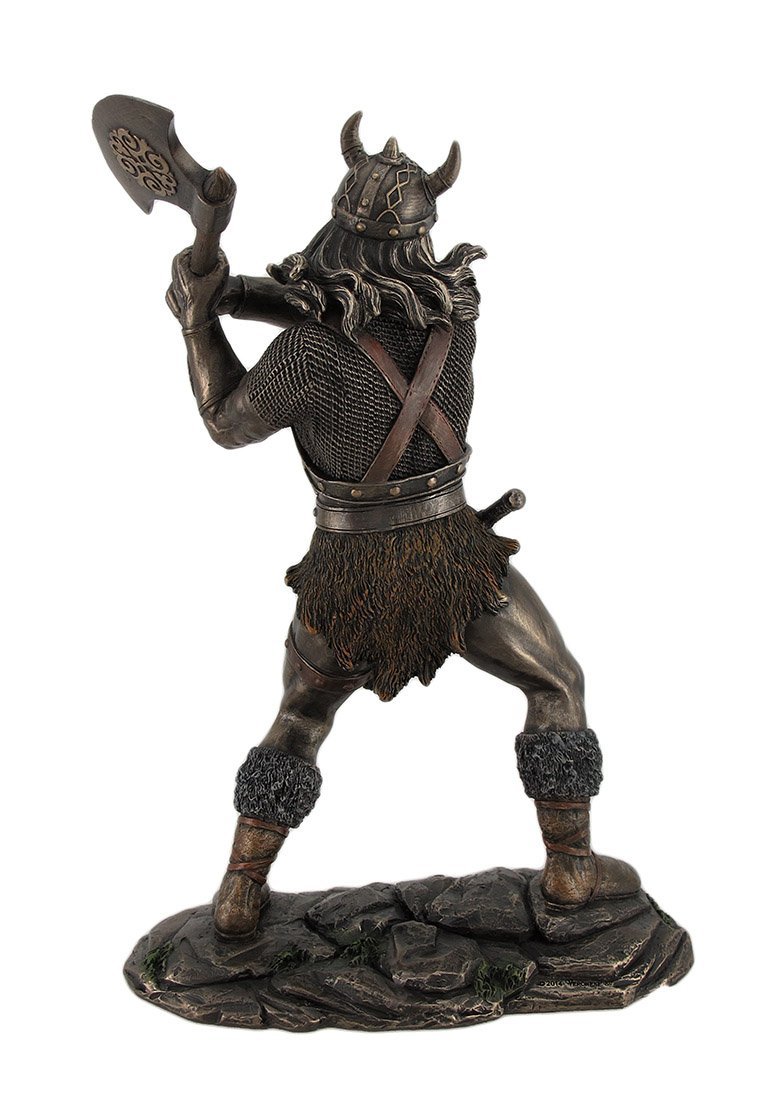 Veronese Design 11.25" Tall Viking Axe Warrior Battle Stance Cold Cast Resin Antique Bronze Finish
