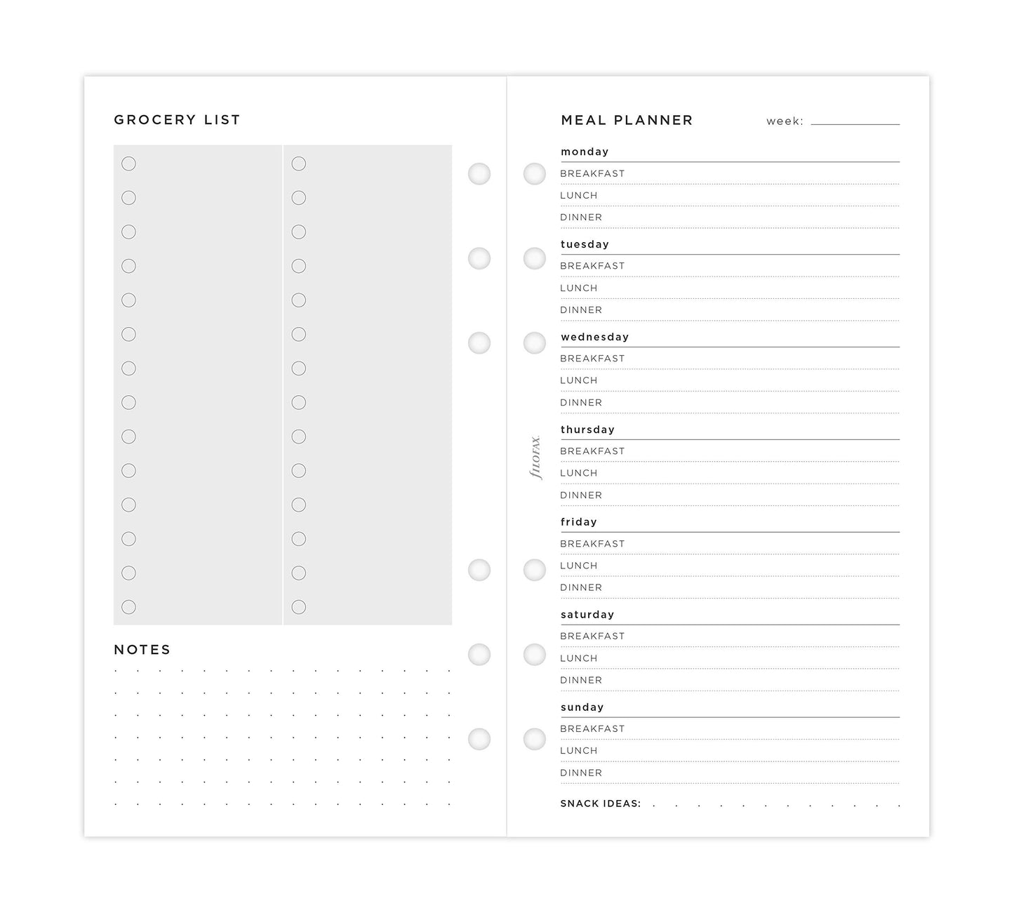 Filofax Organiser Refill Undated - Planners & Trackers