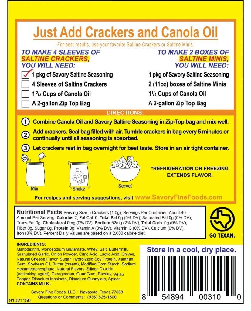 Savory Saltine Seasoning, 1.4 Ounce, Sweet Bar-B-Q, 2 Pack