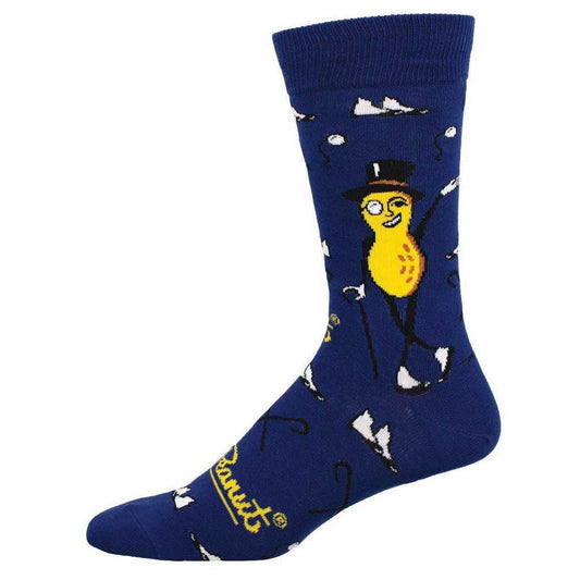 Socksmith Men's They Call Me Mr. Peanut Crew Socks, Navy